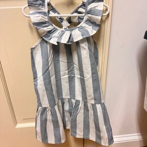 Girl Striped Blue and White Sleeveless Dress